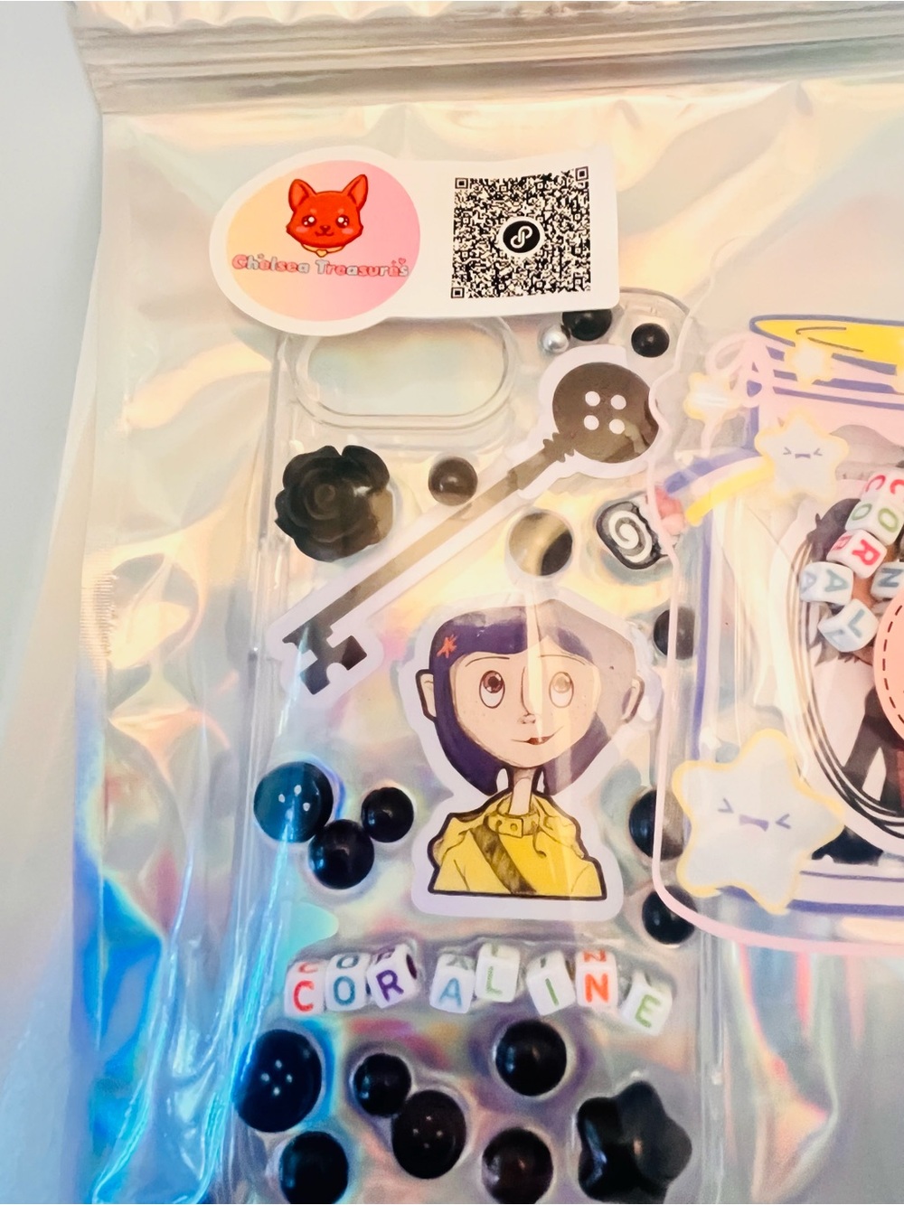 Hand Crafted Resin Coraline Phone Case with Black Accents - Picture 10 of 10